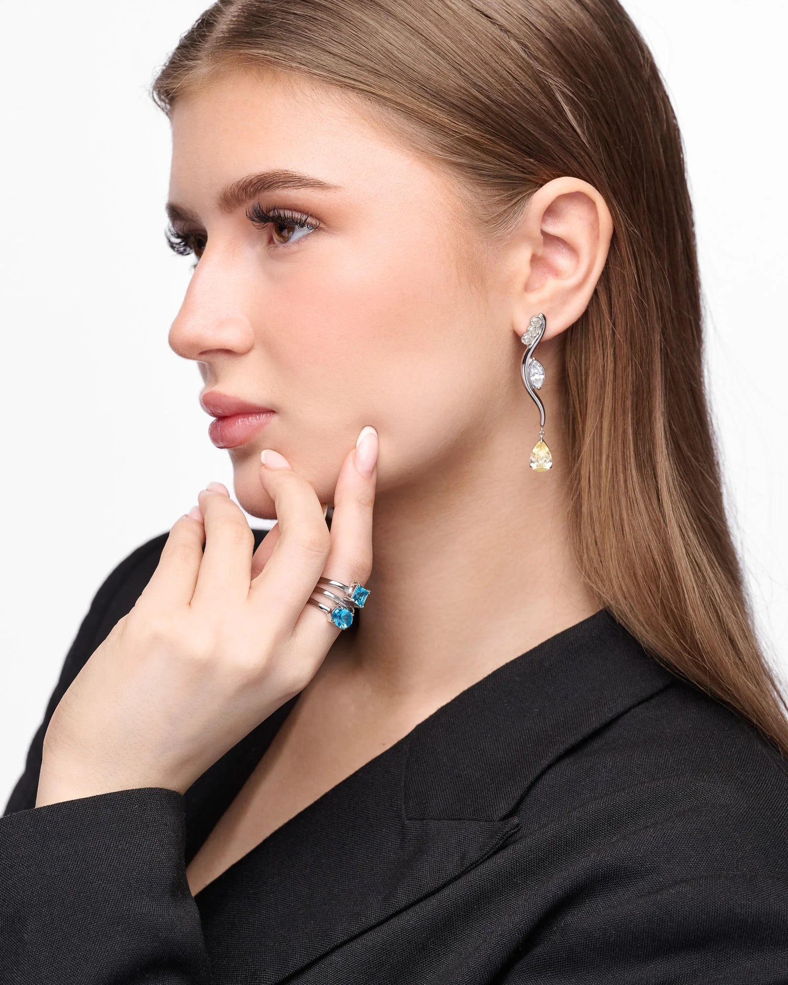 Yellow Drop Øredobber Sølv